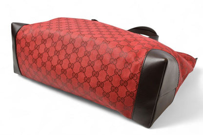 Gucci Tote Shoulder Bag Gucci Coated Canvas GG Dar Cles Red Sherry 308928