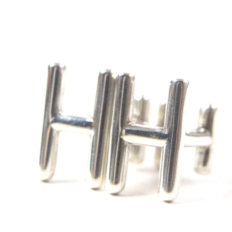 Hermes H2 H Logo Cufflinks Button Cufflinks Ag925 Silver Total Weight 8.8g