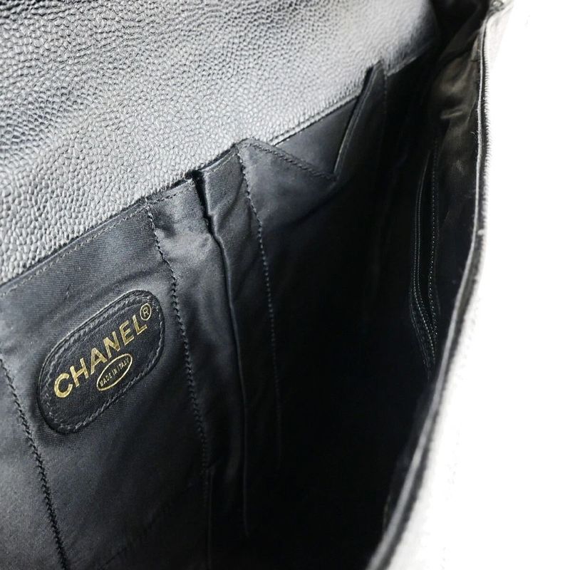 Chanel Business Bag Handbag Briefcase Black Leather 11ka220