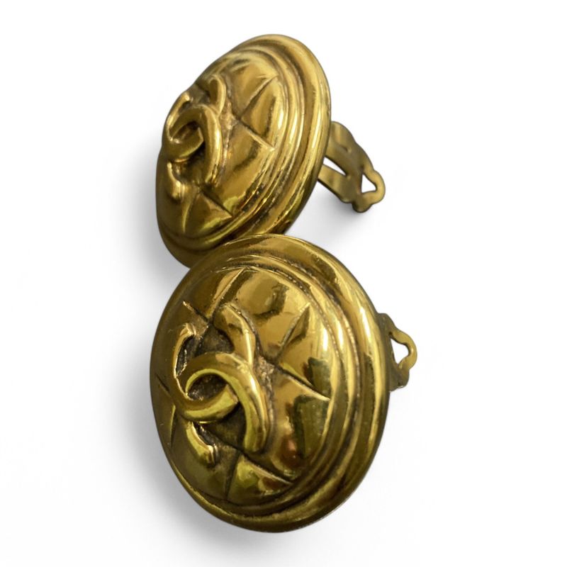 Chanel ⑤ 93P Coco Mark Earring Ladies Gold