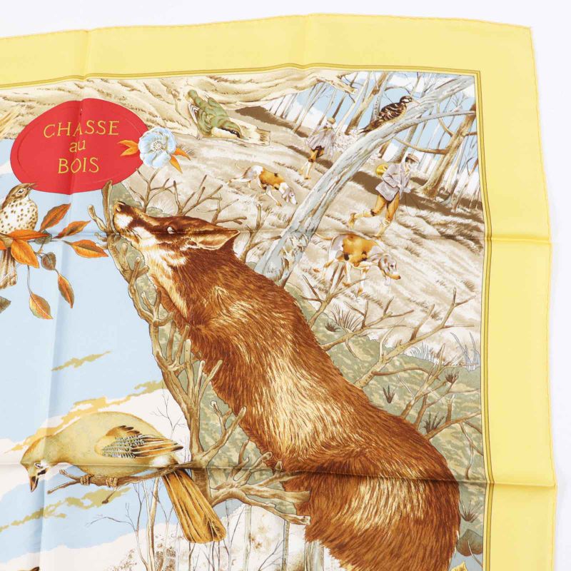 Hermes Carré 90 Chasse Au BOIS Hunting In The Woods 100% Silk Scarf Multi Made