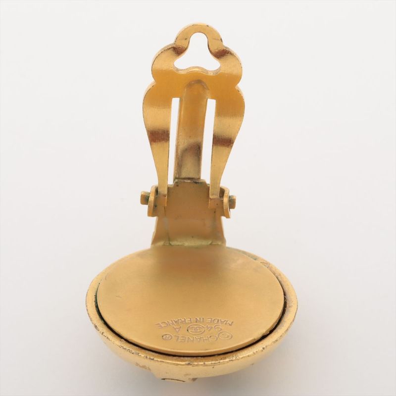 Chanel Logo Earring (one Side Only) 94A GP Gold And Black Made In France