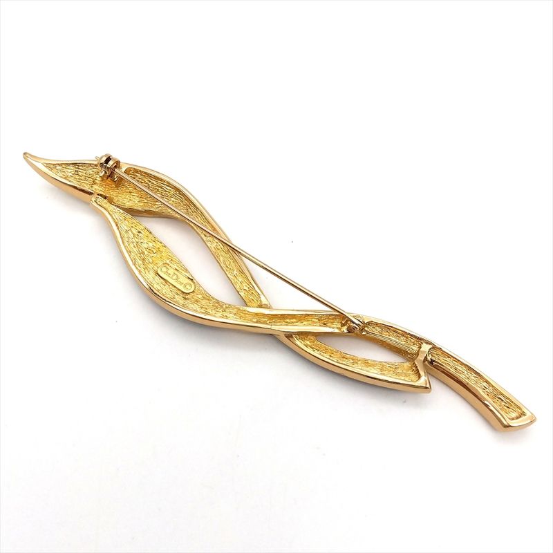 Dior Brooch Accessory Set Earrings Metal Gold Ladies