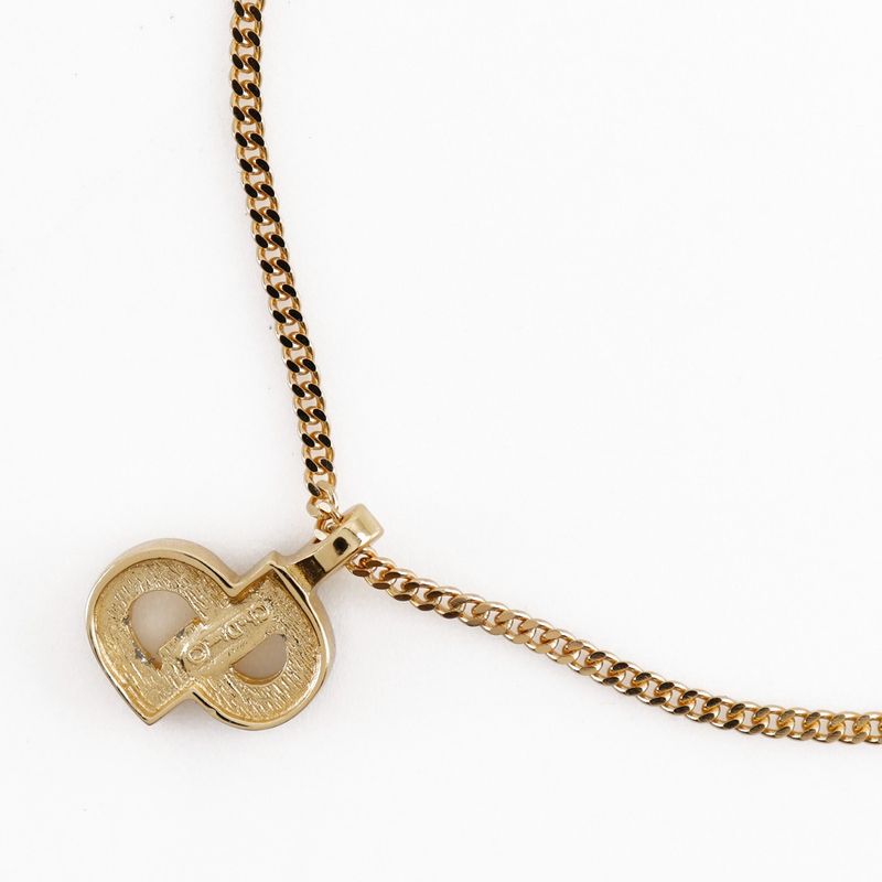 [dior] Christian Dior CD Logo Gold Plated And Rhinestone Ladies 7.2g Necklace