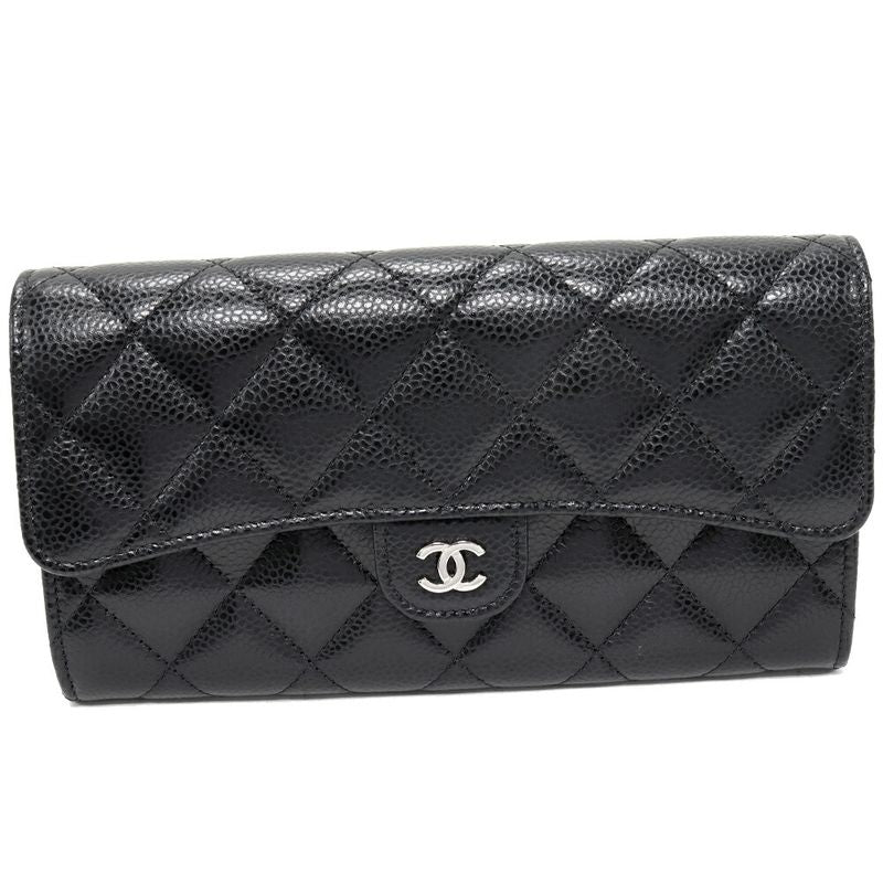 Chanel Zipper Long Wallet With Coin Purse Matelasse Classic Flap Wallet Caviar