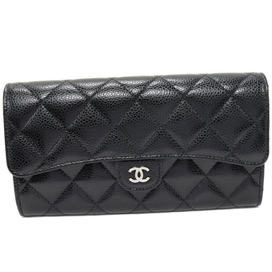Chanel Zipper Long Wallet With Coin Purse Matelasse Classic Flap Wallet Caviar