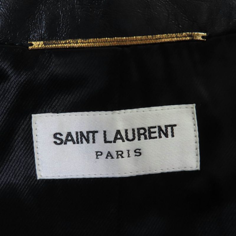 Saint Laurent Paris 589455 Power Shoulder Calfskin Riders Jacket Black 38 Made