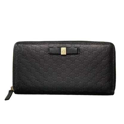 Gucci Bowie Micro Guccissima 388680 Black Round Zipper With Ribbon And Shape