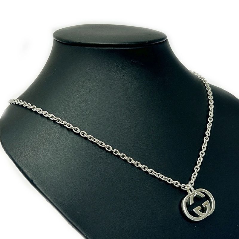 Gucci Silver Interlocking G Necklace 24.7g 925 Engraved 358841 Necklace