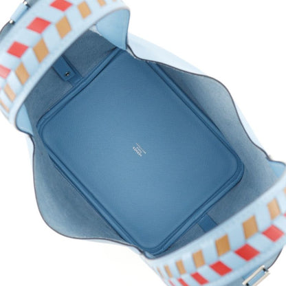 Hermes Picotin Lock MM Tresage Vaux Epson Light Blue D Women's Handbag