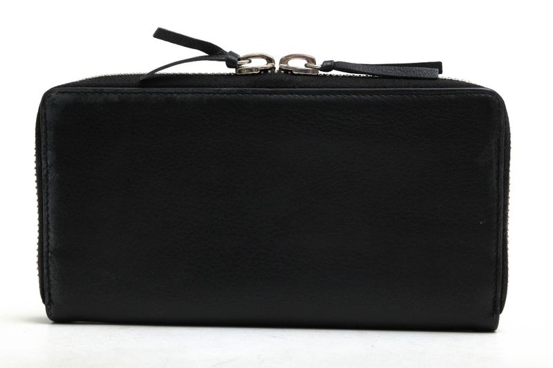 Balenciaga Long Wallet Men Leather 381226 Dlq0n 1000 Paper Continental Round