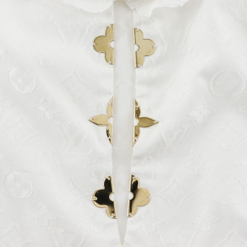 Louis Vuitton French Sleeve Ruffle Top Ruffle Blouse Monogram Rw232w AQV Fhbl13