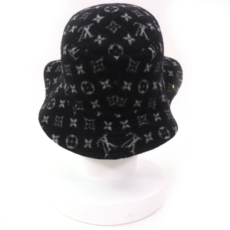 Louis Vuitton 2020 M76743 Bob Carry On Hat 100% Wool Monogram Hat Black M Made