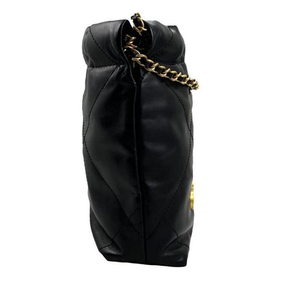 Chanel Shoulder Bag 22 Mini As3980 Shiny Calfskin Black Chain Bag Gold Hardware