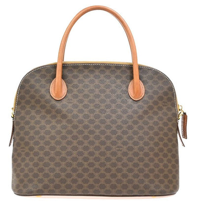 Celine Handbag Macadam Pattern Leather PVC Brown 64ka850