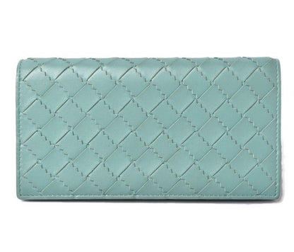 Bottega Veneta Long Wallet Flap Intrecciato Light Blue