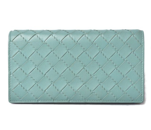 Bottega Veneta Long Wallet Flap Intrecciato Light Blue