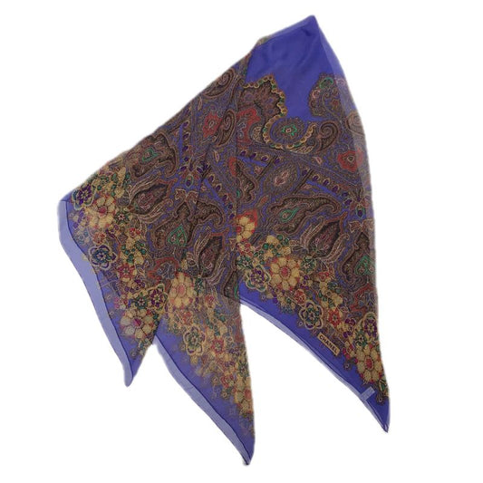 Chanel Gripoa Pattern Large Silk Scarf Jeweled Blue X Multicolor