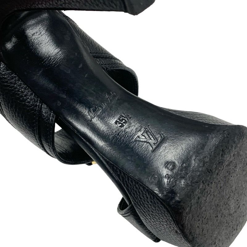 Louis Vuitton Horizon Line Sandals Shoes Leather Black Gold Lvhardware