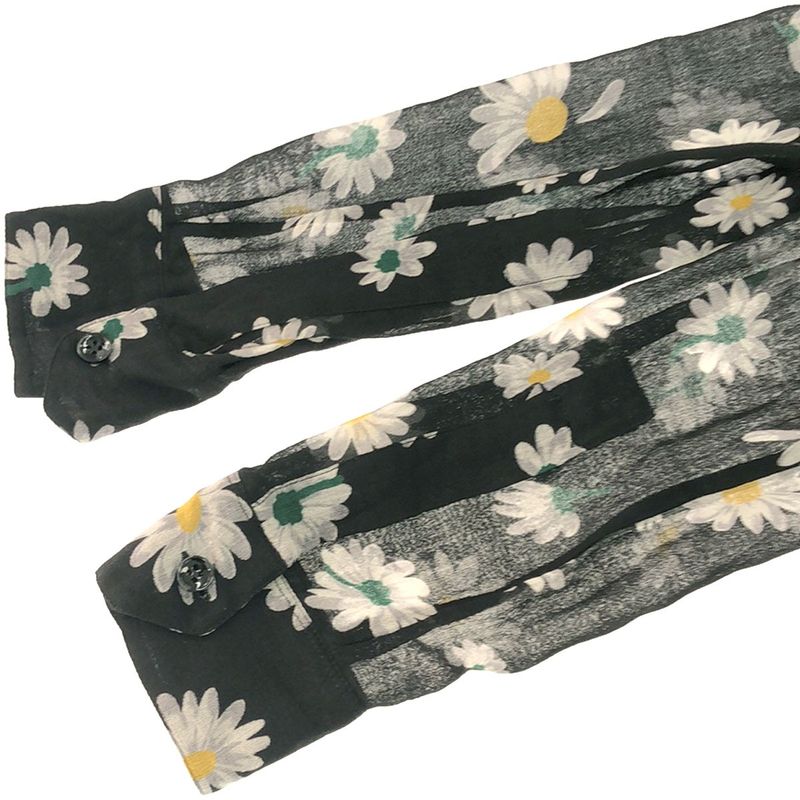 Saint Laurent Paris 18aw Skipper Ribbon Flower Shirt Dress 485610 Black 34