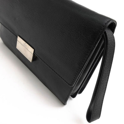 Gucci Bag Second Bag Clutch Bag Men Leather Genuine Black 03137 1669 Flap