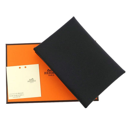 Hermes Calvi Duo Black Card Case With Coin Case Epson Leather W
