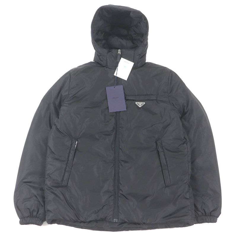 Prada 2024 Sgn955 Triangle Logo Re-nylon Puffer Jacket Down Jacket Black 50