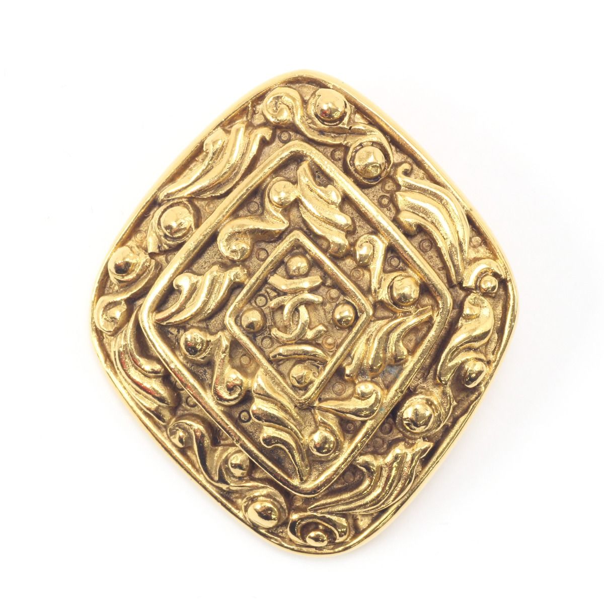 Chanel Coco Mark Brooch Diamond Shape Gold