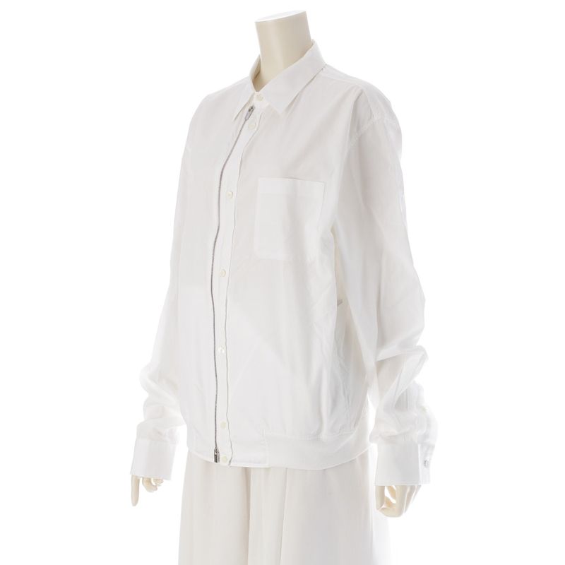 Hermes Cotton Double Zip Serie Button Long Sleeve Shirt Jacket White 41/16