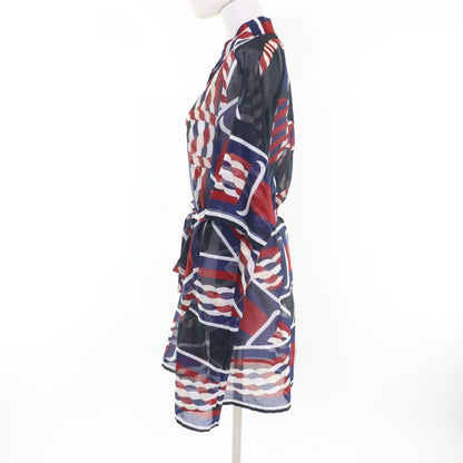 Hermes 23SS 3e3500de 100% Cotton Canoe Pareo Tunic Dress With Belt Multi 36