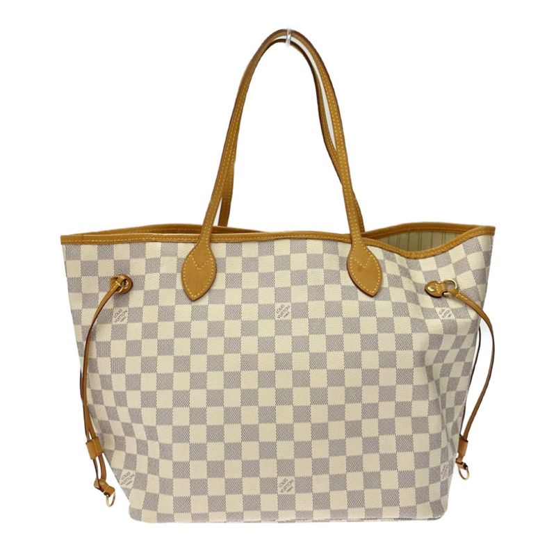 Louis Vuitton N51107 Damier Azure Canvas Neverfull MM Shoulder Bag White 353905