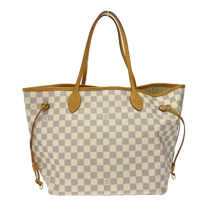 Louis Vuitton N51107 Damier Azure Canvas Neverfull MM Shoulder Bag White 353905