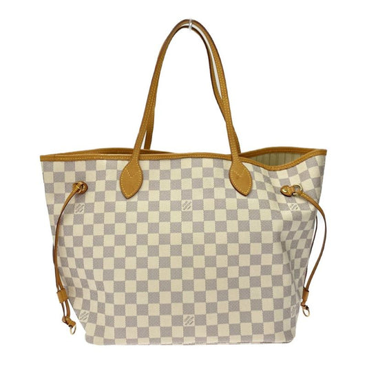 Louis Vuitton N51107 Damier Azure Canvas Neverfull MM Shoulder Bag White 353905