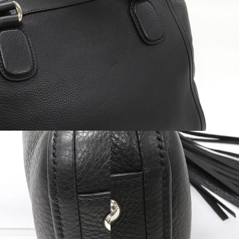Gucci Shoulder Tote Handbag Soho Tassel Calf Black 282307