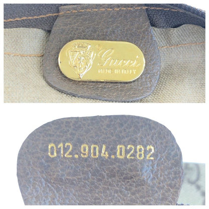 Gucci Vintage Old Gucci Sherry Line Beige GG Supreme Canvas Boston Bag Handbag