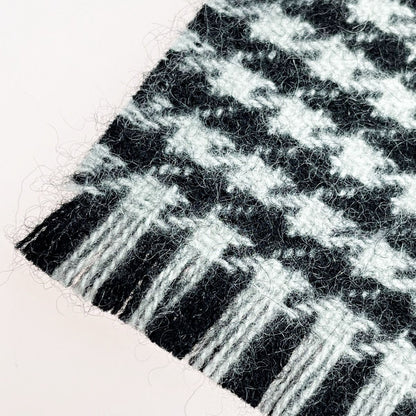 Chanel Stole Black Gingham Check Wool X Cashmere Women's