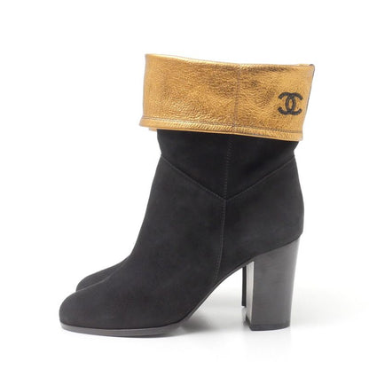 Chanel Boots Size 37C Middle Boots CC Logo Coco Mark Shoes Made In Italy