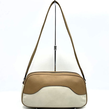 Prada Shoulder Bag Handbag Bag Leather Brown And Ivory Brown White Women Men
