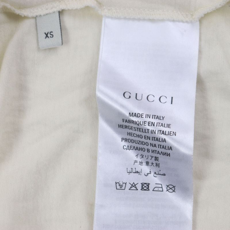 Gucci 476035 Vintage Finish UFO Dragon Embroidery Print Short Sleeve White XS