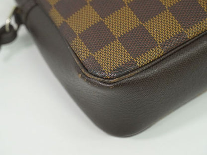 Authentic Louis Vuitton LV Trousse Makeup Damier Ebène Accessory Pouch Handbag