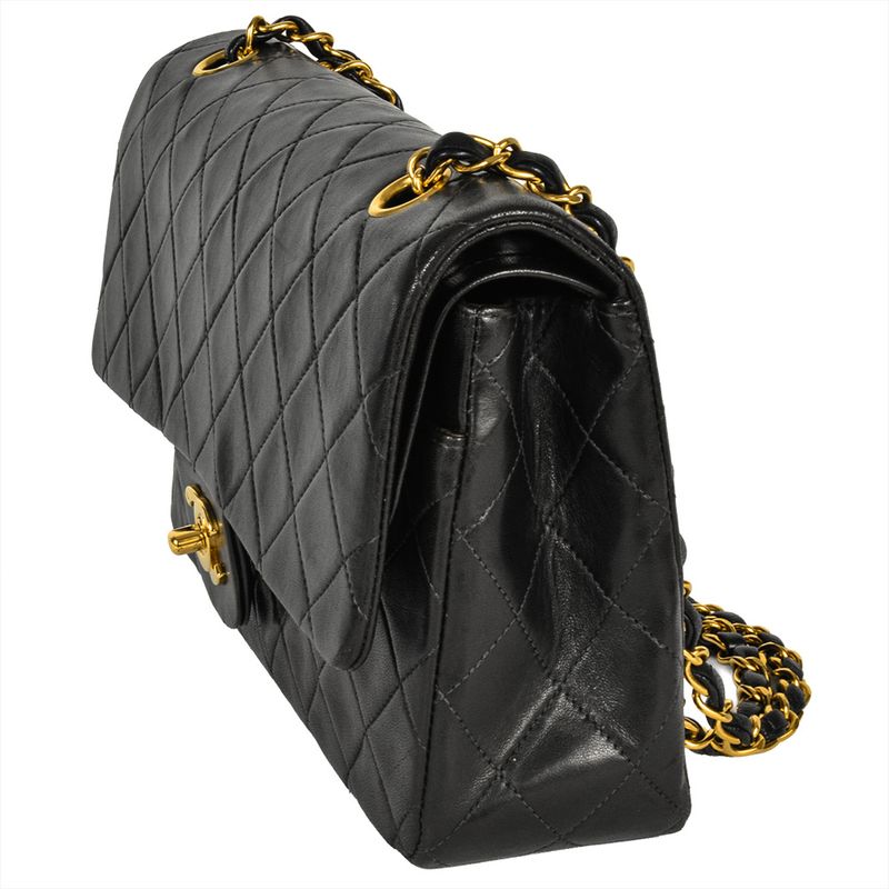 Chanel Matelasse 25 Chain Shoulder Bag Lambskin A01112 Black Gold Hardware Coco