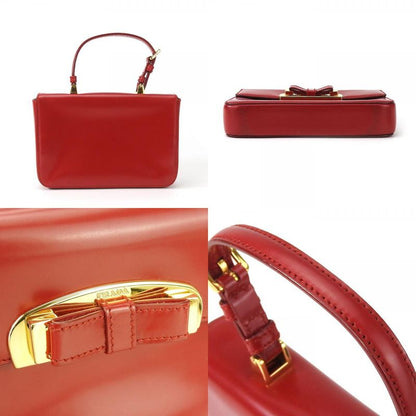Prada Handbag Bn1670 Calf Rosso Red Gold Hardware Mini Bag Ribbon Ladies Women