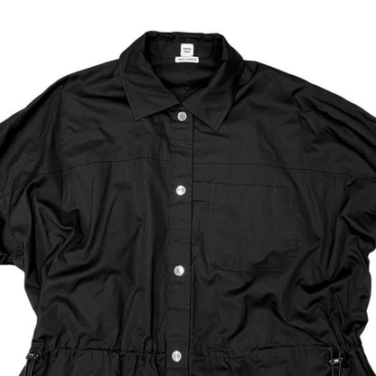 Hermes Shirt Dress Spring Coat 5e0573dv 40 Size Cotton Crew de Sel Noir Black