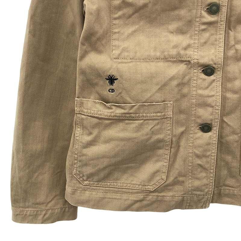 Christian DIOR - Bee Embroidered Denim Jacket Damaged Denim Jacket - 38 - Pink