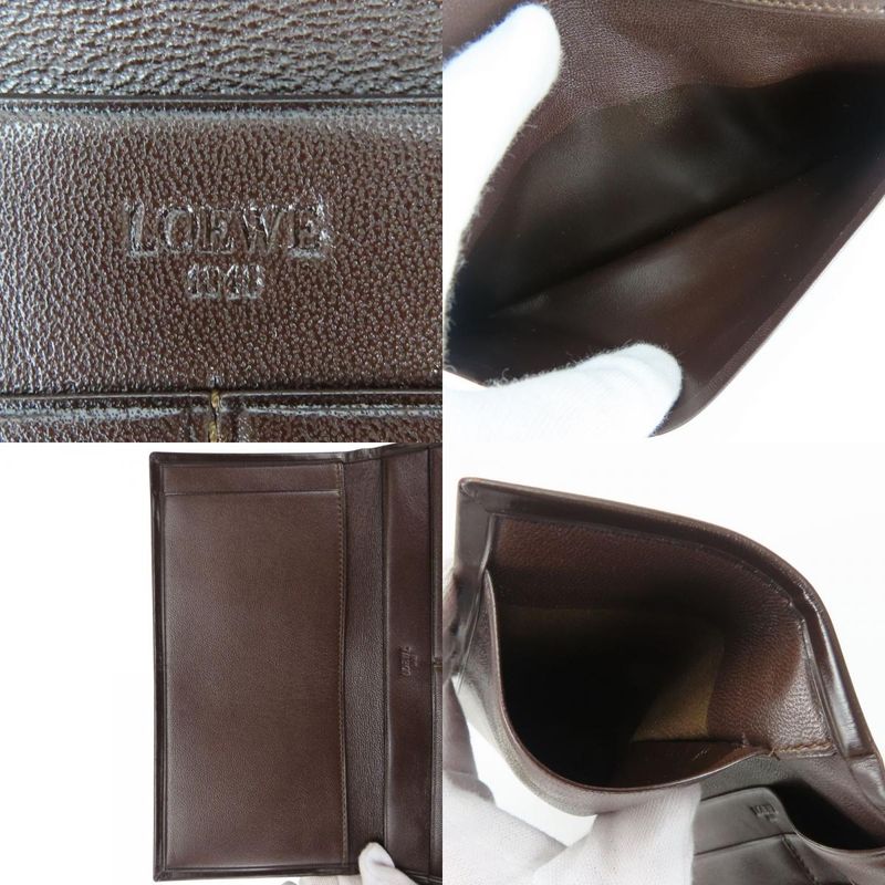 Loewe Wallet Leather Dark Crown Bifold Long Wallet Chic Men Loewe