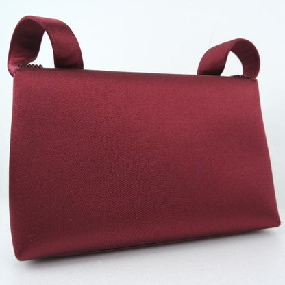 Chanel Party Bag Coco Mark Satin And Rhinestone Bordeaux Ladies Shoulder Bag