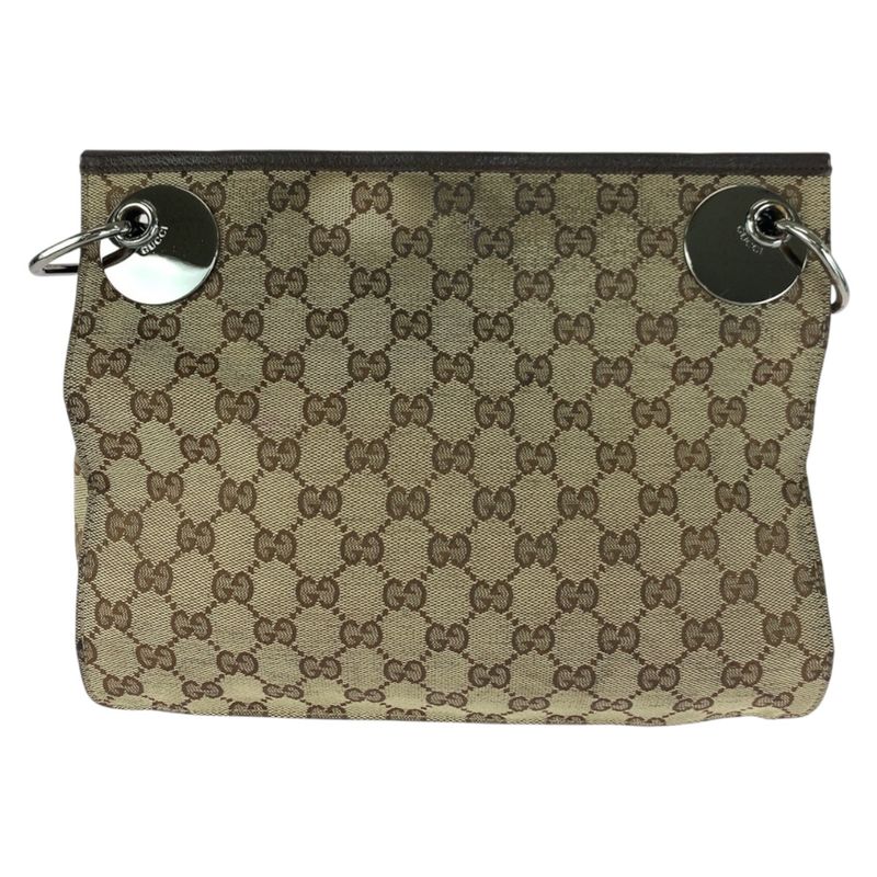 Gucci Brown Beige Silver Hardware GG Canvas 120811 Shoulder Bag Women 505313