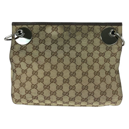 Gucci Brown Beige Silver Hardware GG Canvas 120811 Shoulder Bag Women 505313