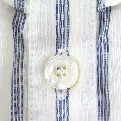 Celine 2r658077i Linen Blend Mini Prairie Stripe Ruffle Dress Shirt Dress White