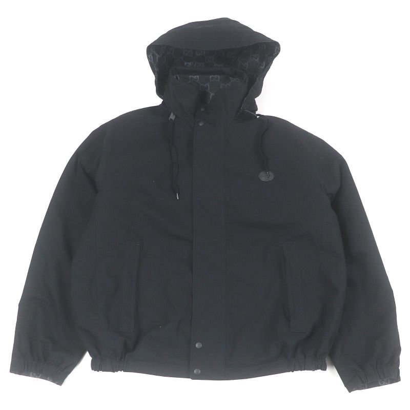 Gucci 770276 GG Ripstop Nylon Reversible Blouson Jacket Black 50 Made In Italy